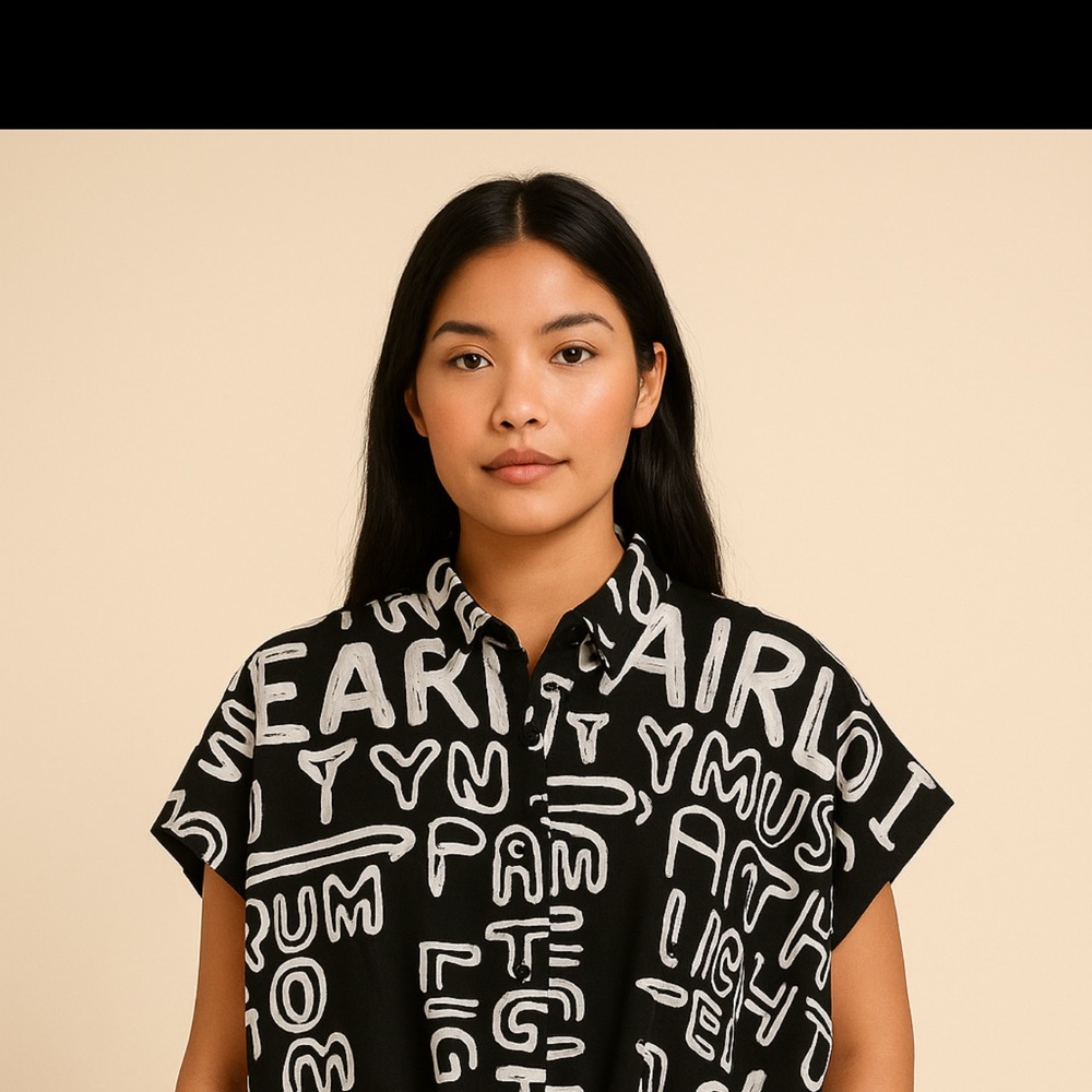 Live 4 Truth Black and White Letter Print Button Down Shirt